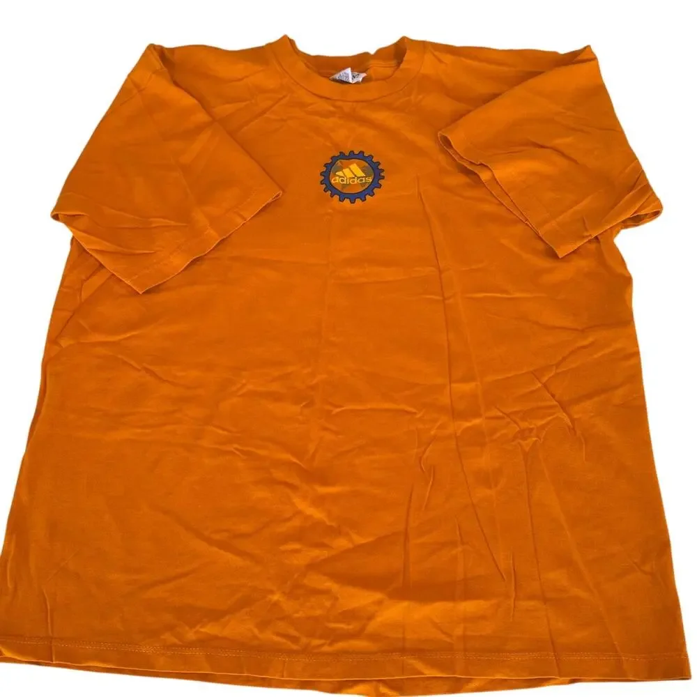 Y2K Vtg Adidas Orange Gear Graphic T-Shirt Size XL Men's 100% Cotton